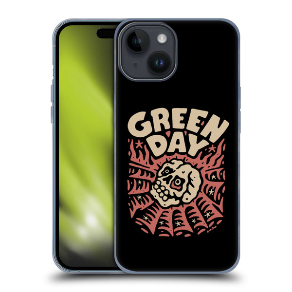Green Day Graphics Skull Spider Soft Gel Case for Apple iPhone 15