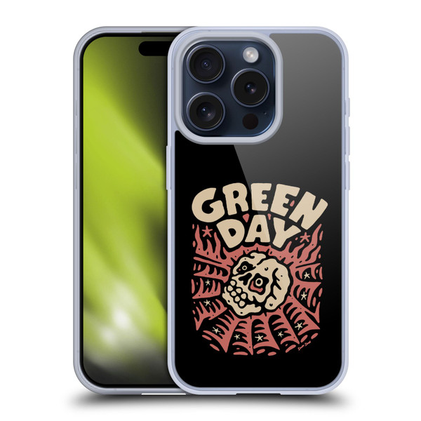Green Day Graphics Skull Spider Soft Gel Case for Apple iPhone 15 Pro