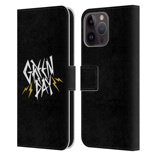 Green Day Graphics Bolts Leather Book Wallet Case Cover For Apple iPhone 15 Pro Max