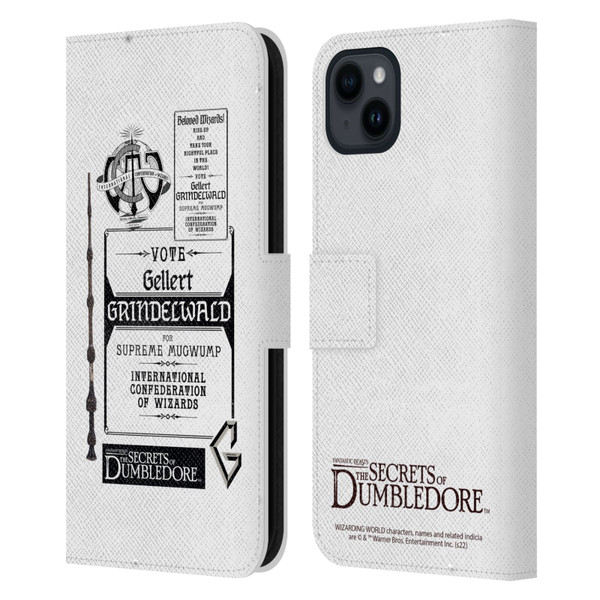 Fantastic Beasts: Secrets of Dumbledore Graphics Gellert Grindelwald Leather Book Wallet Case Cover For Apple iPhone 15 Plus