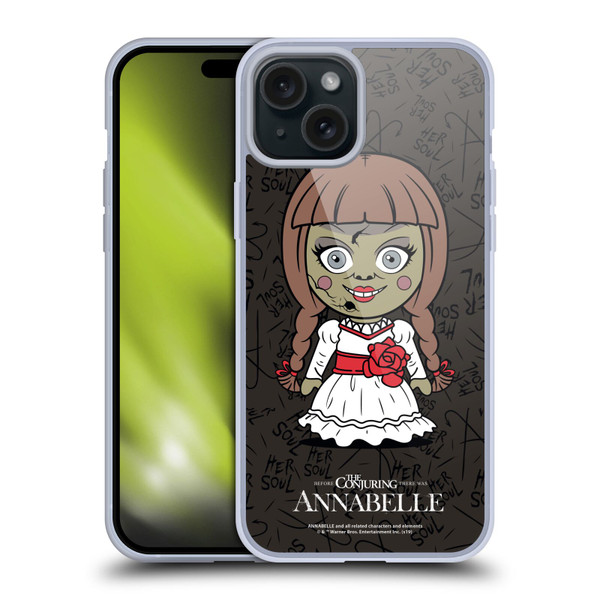Annabelle Graphics Character Art Soft Gel Case for Apple iPhone 15 Plus