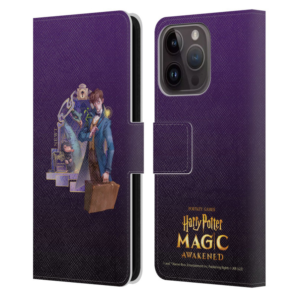 Harry Potter: Magic Awakened Characters Newt Leather Book Wallet Case Cover For Apple iPhone 15 Pro