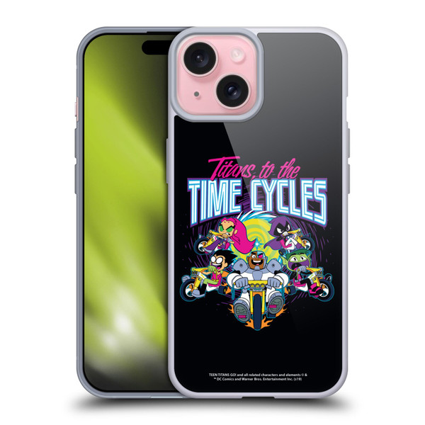 Teen Titans Go! To The Movies Graphic Designs To The Time Cycles Soft Gel Case for Apple iPhone 15