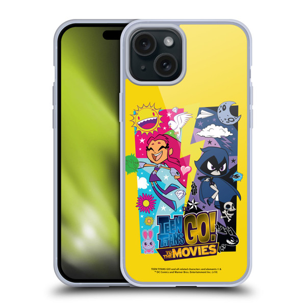 Teen Titans Go! To The Movies Hollywood Graphics Starfire & Raven Soft Gel Case for Apple iPhone 15 Plus