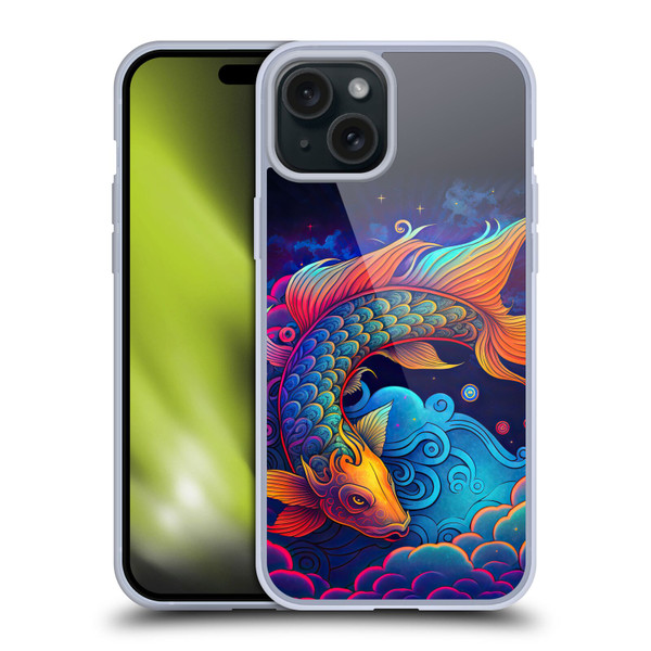 Wumples Cosmic Animals Clouded Koi Fish Soft Gel Case for Apple iPhone 15 Plus