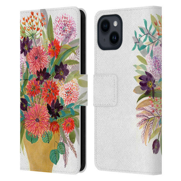 Suzanne Allard Floral Art Celebration Leather Book Wallet Case Cover For Apple iPhone 15