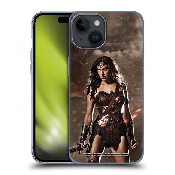 Batman V Superman: Dawn of Justice Graphics Wonder Woman Soft Gel Case for Apple iPhone 15