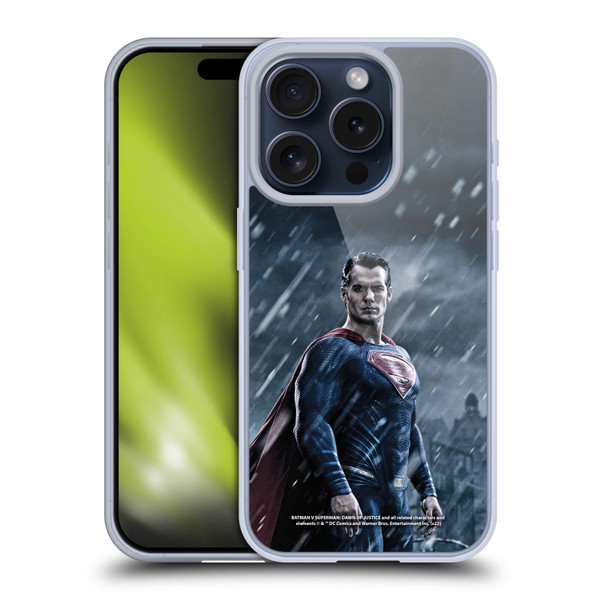Batman V Superman: Dawn of Justice Graphics Superman Soft Gel Case for Apple iPhone 15 Pro