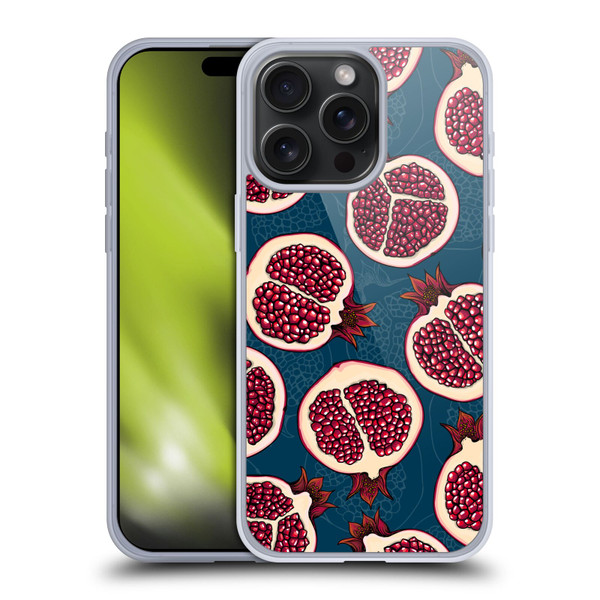 Katerina Kirilova Fruits & Foliage Patterns Pomegranate Slices Soft Gel Case for Apple iPhone 15 Pro Max