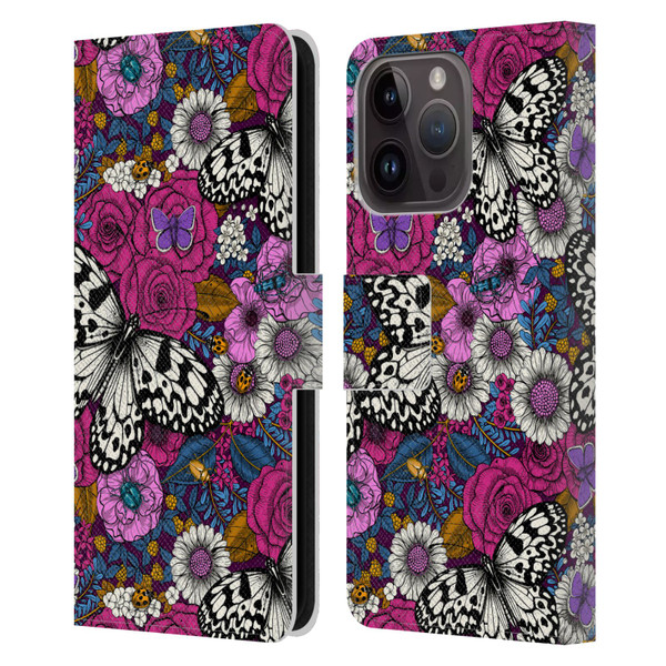 Katerina Kirilova Floral Patterns Colorful Garden Leather Book Wallet Case Cover For Apple iPhone 15 Pro