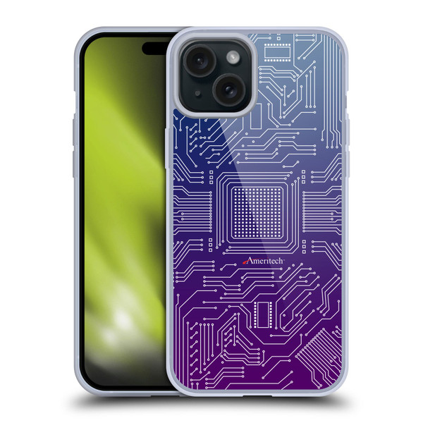 Ameritech Graphics Circuit Board Soft Gel Case for Apple iPhone 15 Plus