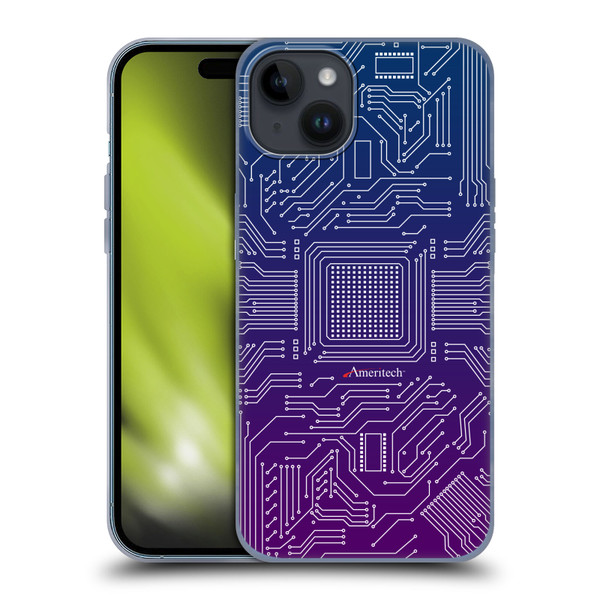Ameritech Graphics Circuit Board Soft Gel Case for Apple iPhone 15 Plus