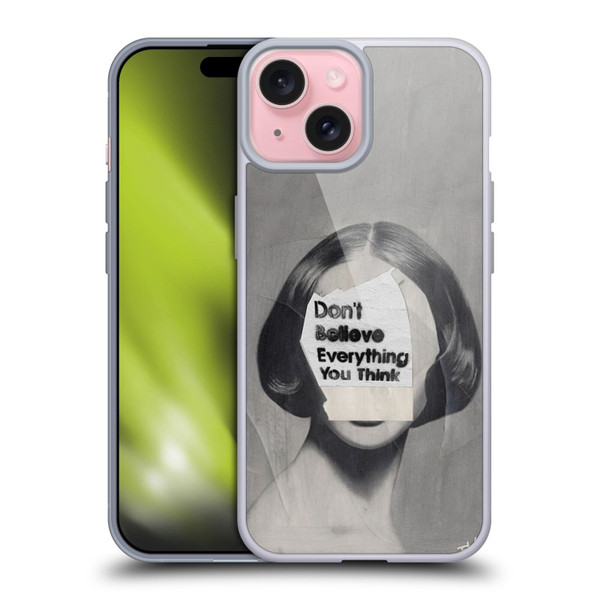 LouiJoverArt Black And White Think Soft Gel Case for Apple iPhone 15