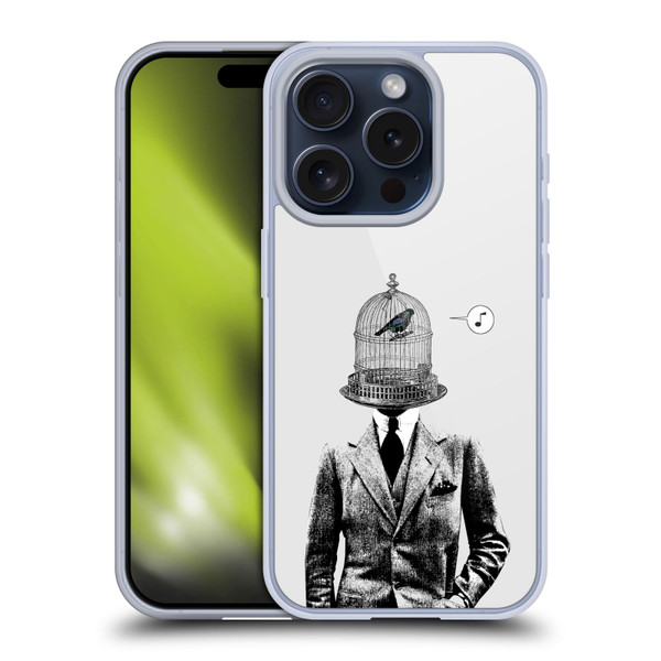 LouiJoverArt Black And White Plumage Soft Gel Case for Apple iPhone 15 Pro