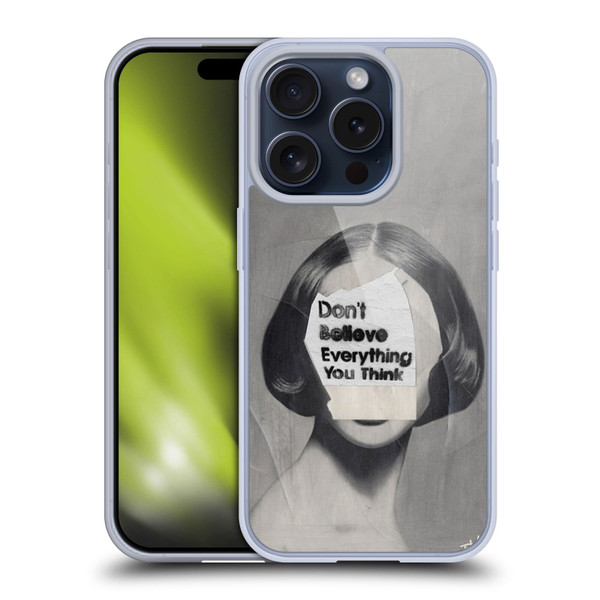 LouiJoverArt Black And White Think Soft Gel Case for Apple iPhone 15 Pro