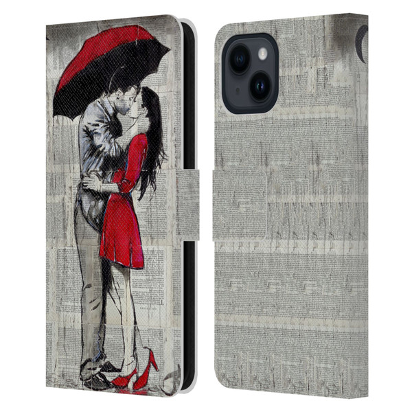 LouiJoverArt Red Ink A New Kiss 2 Leather Book Wallet Case Cover For Apple iPhone 15