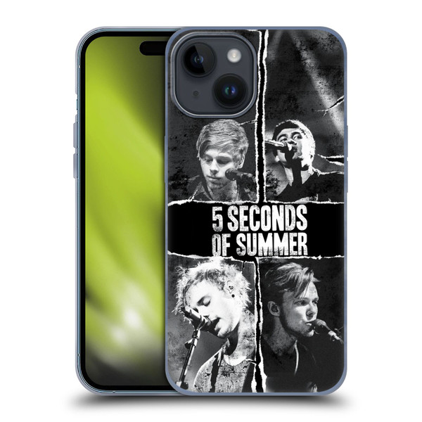5 Seconds of Summer Posters Torn Papers 2 Soft Gel Case for Apple iPhone 15