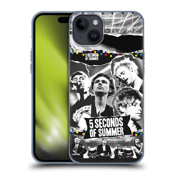 5 Seconds of Summer Posters Torn Papers 1 Soft Gel Case for Apple iPhone 15 Plus