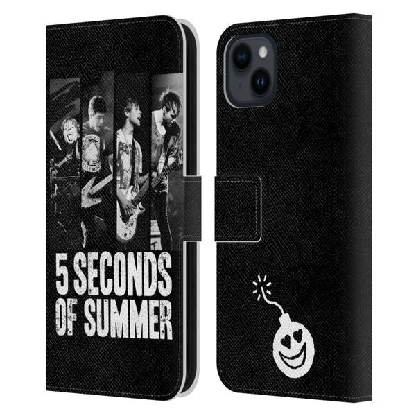 5 Seconds of Summer Posters Strips Leather Book Wallet Case Cover For Apple iPhone 15 Plus