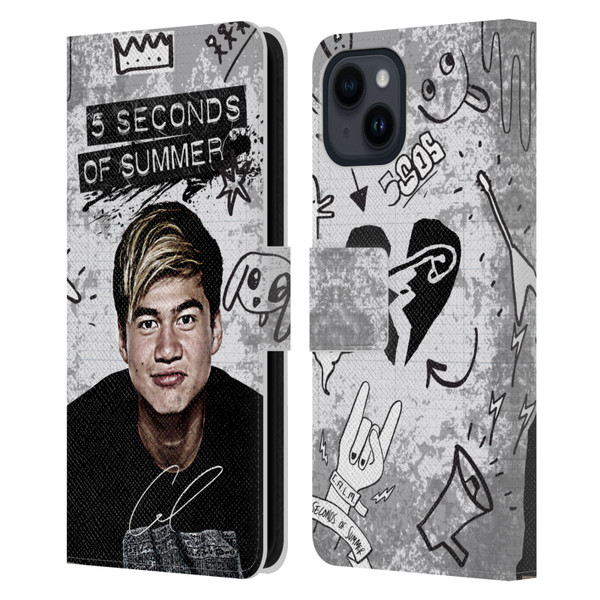5 Seconds of Summer Solos Vandal Calum Leather Book Wallet Case Cover For Apple iPhone 15