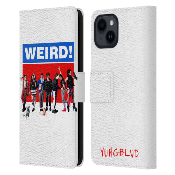 Yungblud Graphics Weird! Leather Book Wallet Case Cover For Apple iPhone 15