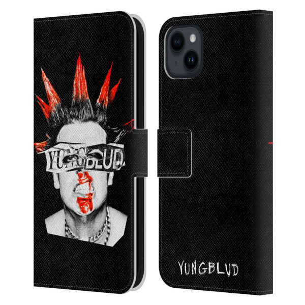 Yungblud Graphics Face Leather Book Wallet Case Cover For Apple iPhone 15 Plus