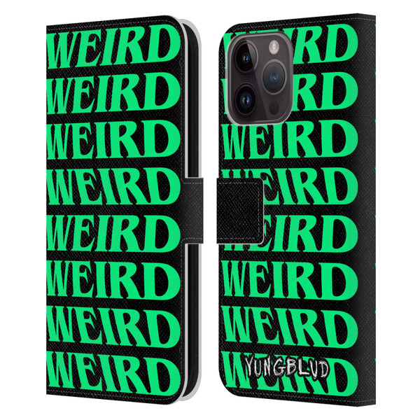Yungblud Graphics Weird! Text Leather Book Wallet Case Cover For Apple iPhone 15 Pro Max