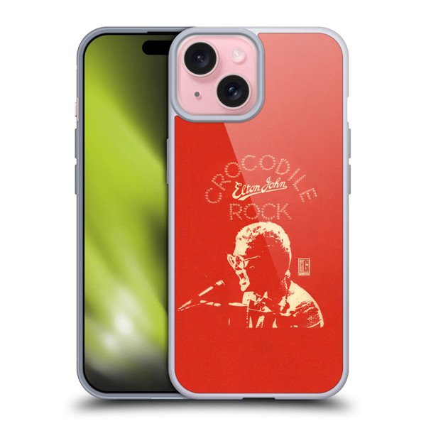 Elton John Artwork Crocodile Rock Single Soft Gel Case for Apple iPhone 15
