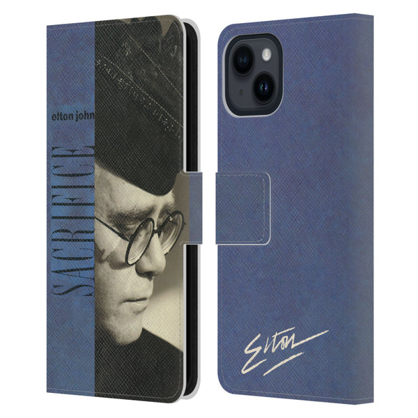 Elton John Artwork Sacrifice Single Leather Book Wallet Case Cover For Apple iPhone 15
