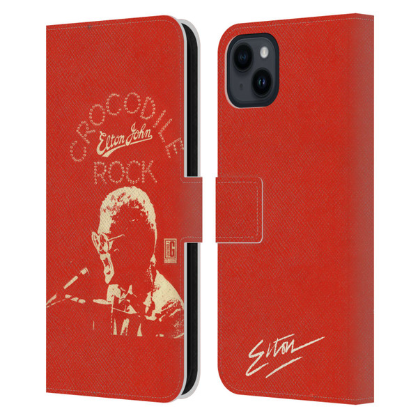 Elton John Artwork Crocodile Rock Single Leather Book Wallet Case Cover For Apple iPhone 15 Plus