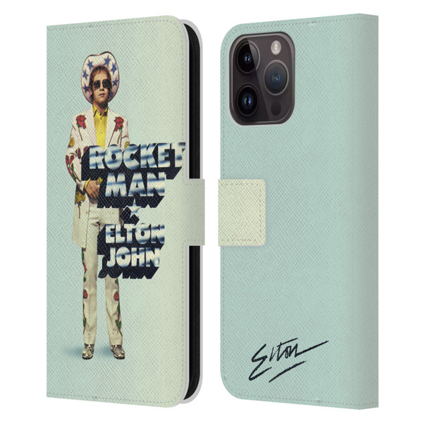 Elton John Artwork Rocket Man Single Leather Book Wallet Case Cover For Apple iPhone 15 Pro Max