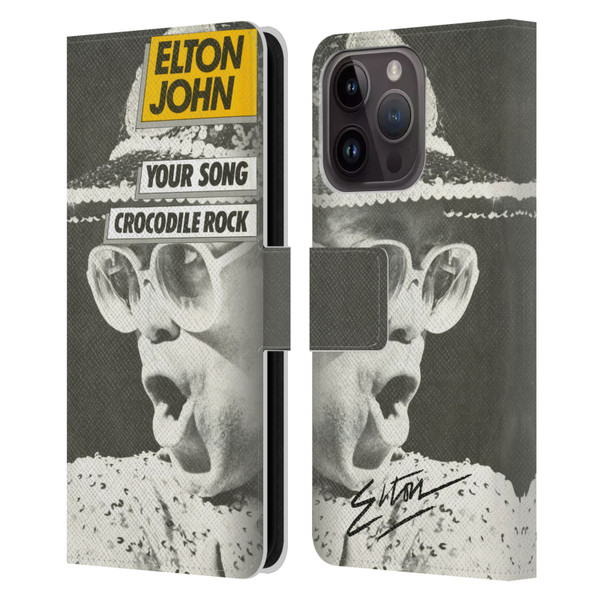 Elton John Artwork Your Song Single Leather Book Wallet Case Cover For Apple iPhone 15 Pro