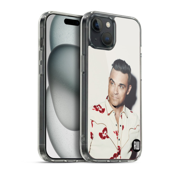 Robbie Williams Calendar Floral Shirt Soft Gel Case for Apple iPhone 15 Plus & MagSafe