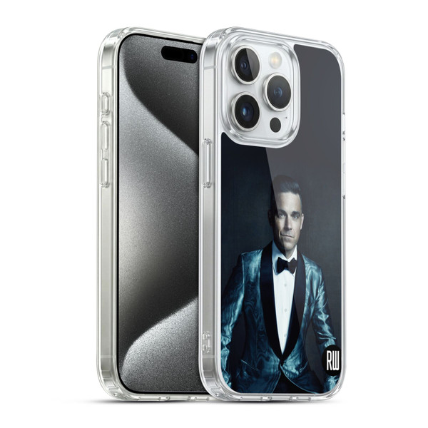 Robbie Williams Calendar Dark Background Soft Gel Case for Apple iPhone 15 Pro & MagSafe