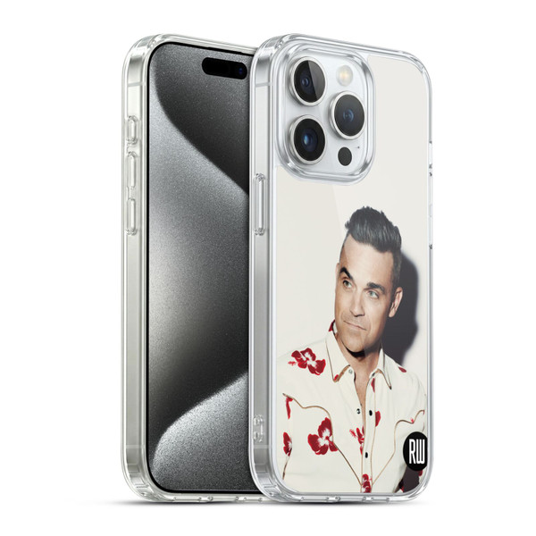 Robbie Williams Calendar Floral Shirt Soft Gel Case for Apple iPhone 15 Pro & MagSafe