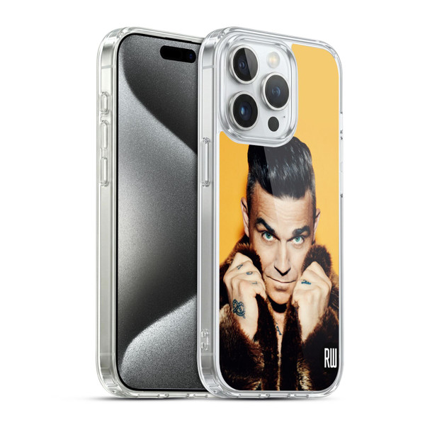 Robbie Williams Calendar Fur Coat Soft Gel Case for Apple iPhone 15 Pro & MagSafe