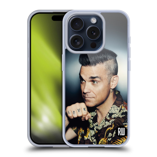 Robbie Williams Calendar Love Tattoo Soft Gel Case for Apple iPhone 15 Pro