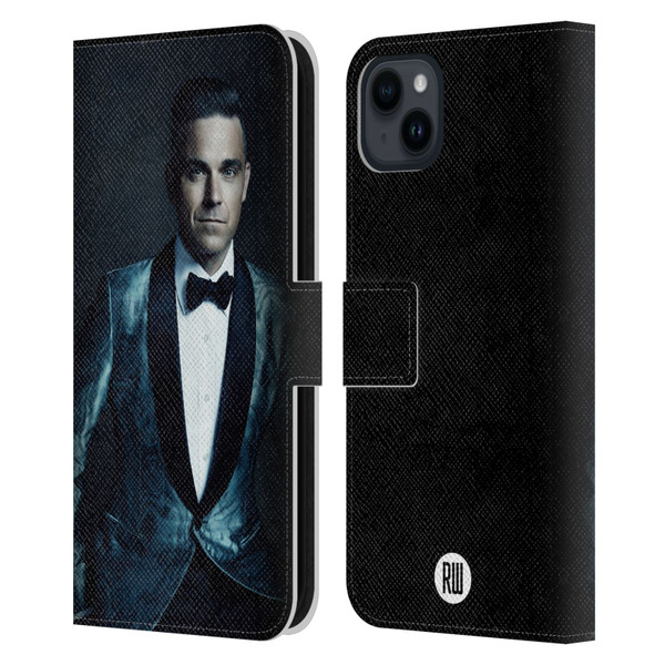 Robbie Williams Calendar Dark Background Leather Book Wallet Case Cover For Apple iPhone 15 Plus