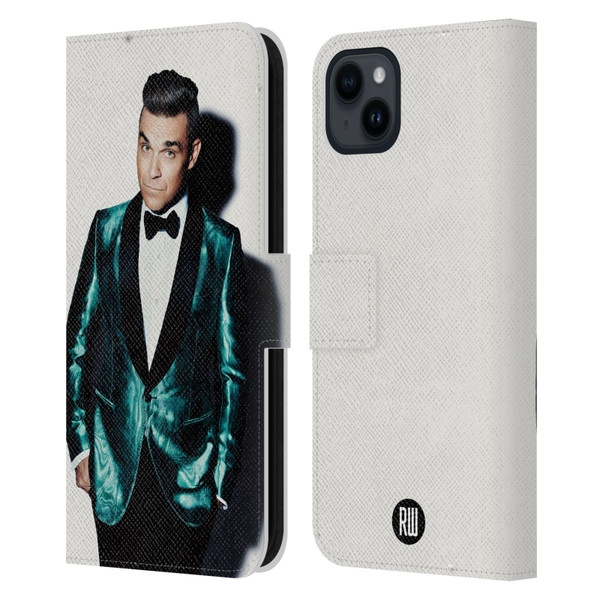 Robbie Williams Calendar White Background Leather Book Wallet Case Cover For Apple iPhone 15 Plus