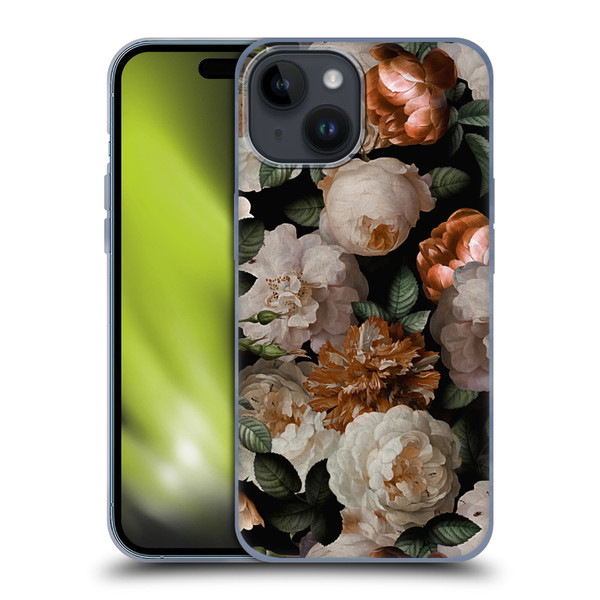 UtArt Antique Flowers Carnations And Garden Roses Soft Gel Case for Apple iPhone 15