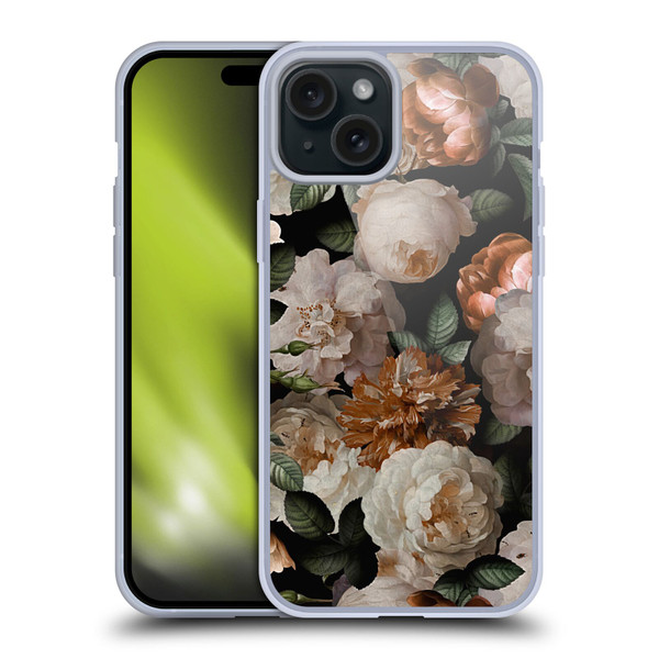 UtArt Antique Flowers Carnations And Garden Roses Soft Gel Case for Apple iPhone 15 Plus