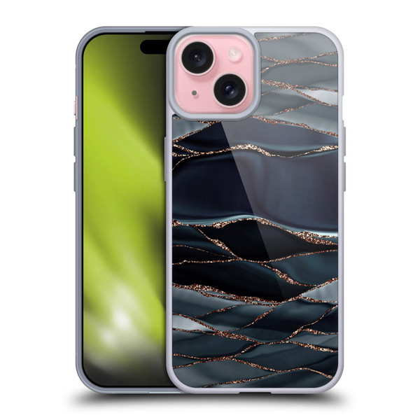 UtArt Dark Night Marble Waves Soft Gel Case for Apple iPhone 15