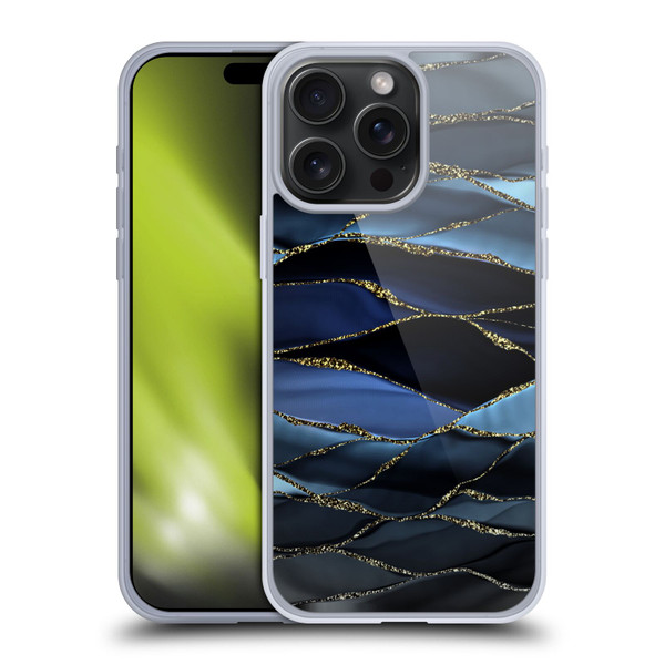 UtArt Dark Night Marble Deep Sparkle Waves Soft Gel Case for Apple iPhone 15 Pro Max