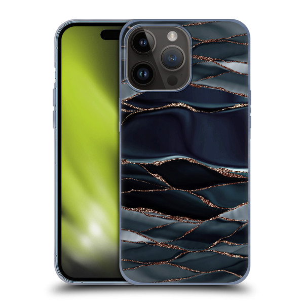 UtArt Dark Night Marble Waves Soft Gel Case for Apple iPhone 15 Pro Max