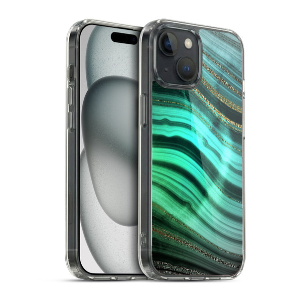 UtArt Malachite Emerald Glitter Gradient Soft Gel Case for Apple iPhone 15 & MagSafe