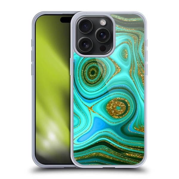 UtArt Malachite Emerald Liquid Gem Soft Gel Case for Apple iPhone 15 Pro Max