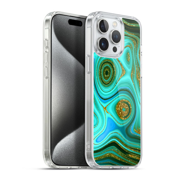 UtArt Malachite Emerald Liquid Gem Soft Gel Case for Apple iPhone 15 Pro Max & MagSafe