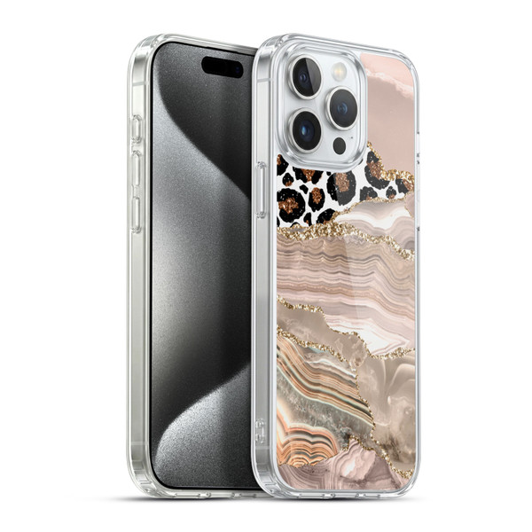 UtArt Wild Cat Marble Cheetah Waves Soft Gel Case for Apple iPhone 15 Pro Max & MagSafe