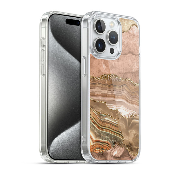 UtArt Wild Cat Marble Beige Gold Soft Gel Case for Apple iPhone 15 Pro & MagSafe
