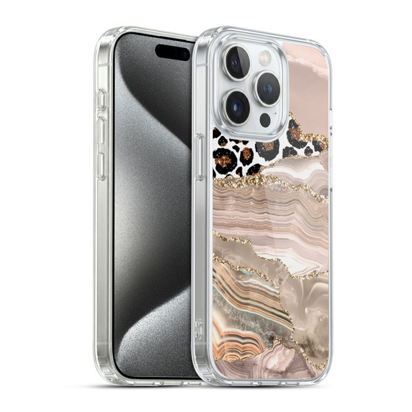 UtArt Wild Cat Marble Cheetah Waves Soft Gel Case for Apple iPhone 15 Pro & MagSafe